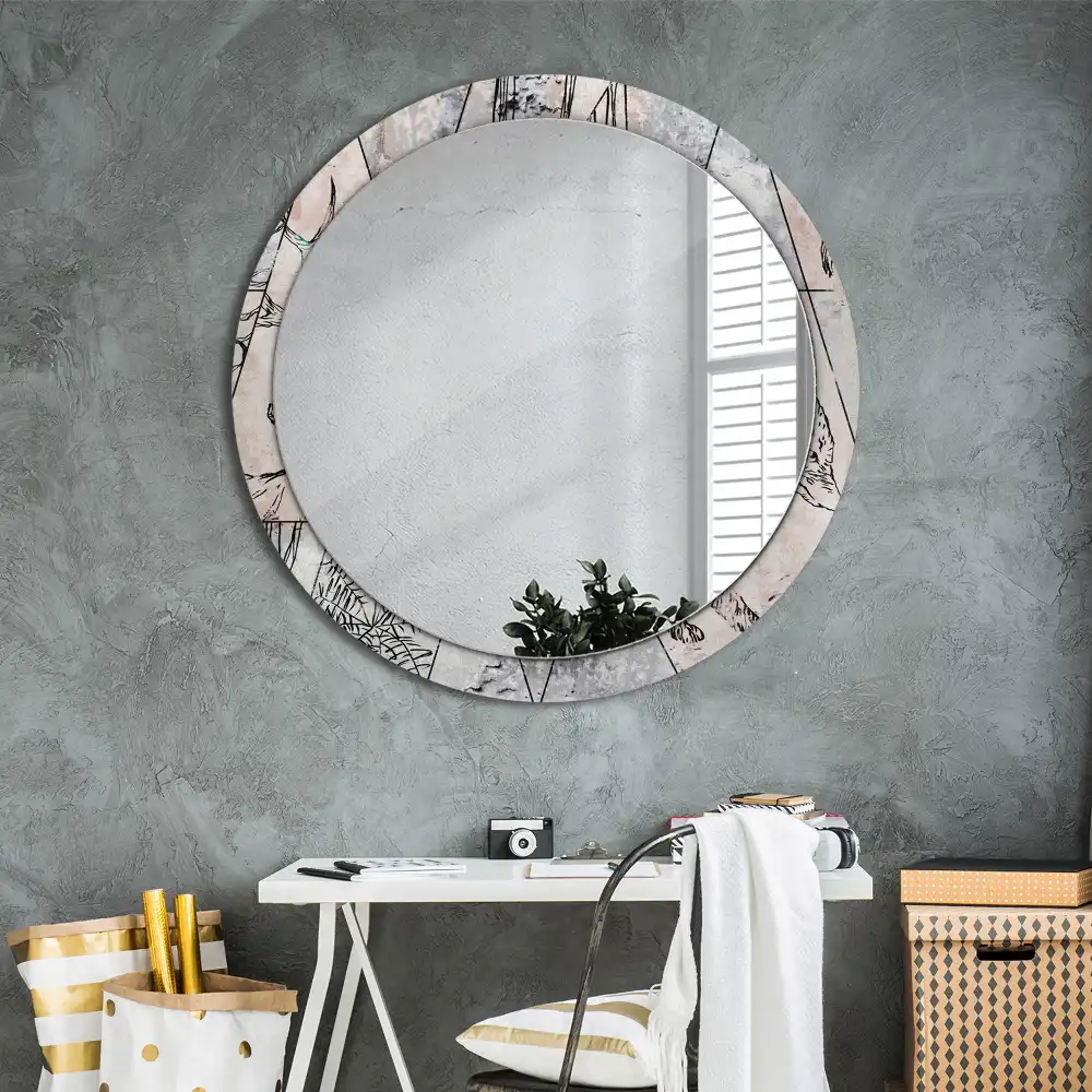 Miroir rond imprimé animaux abstraits
