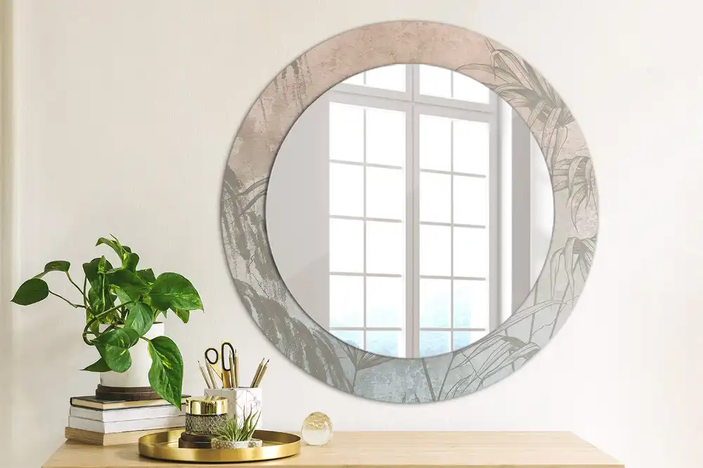 Miroir rond imprimé fleurs tropicales