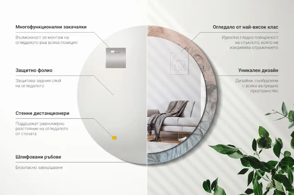 Miroir rond imprimé fleurs tropicales
