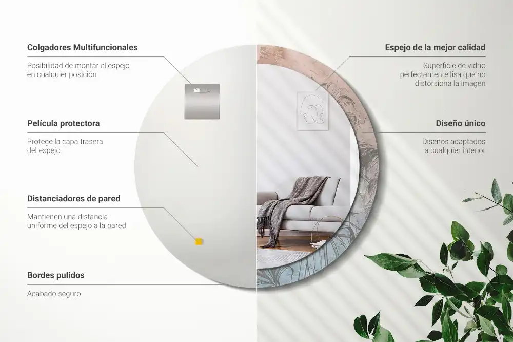 Miroir rond imprimé fleurs tropicales