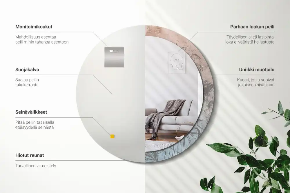 Miroir rond imprimé fleurs tropicales