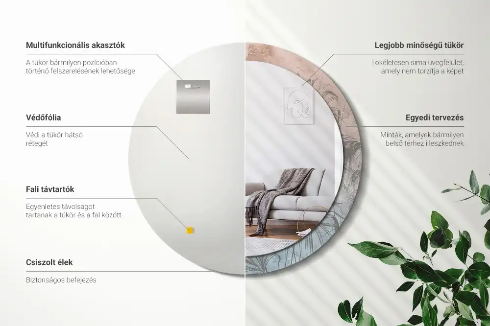 Miroir rond imprimé fleurs tropicales