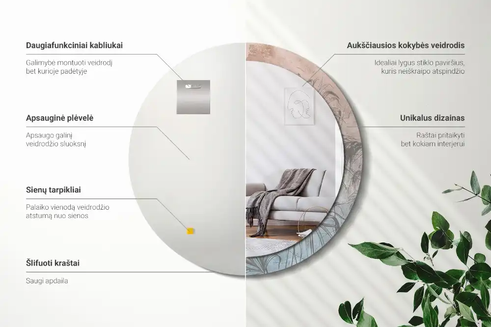 Miroir rond imprimé fleurs tropicales