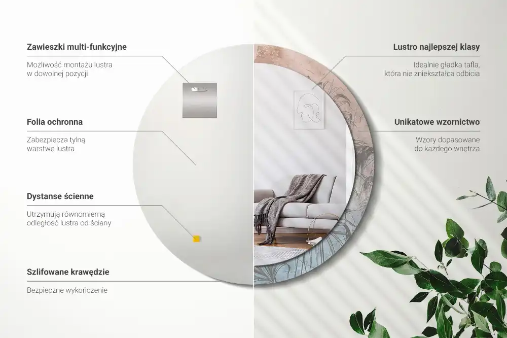 Miroir rond imprimé fleurs tropicales