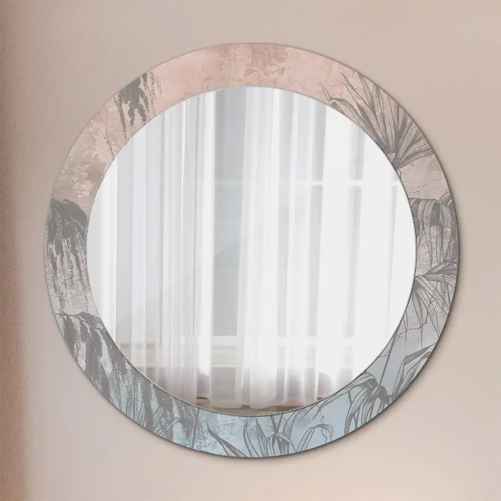 Miroir rond imprimé fleurs tropicales