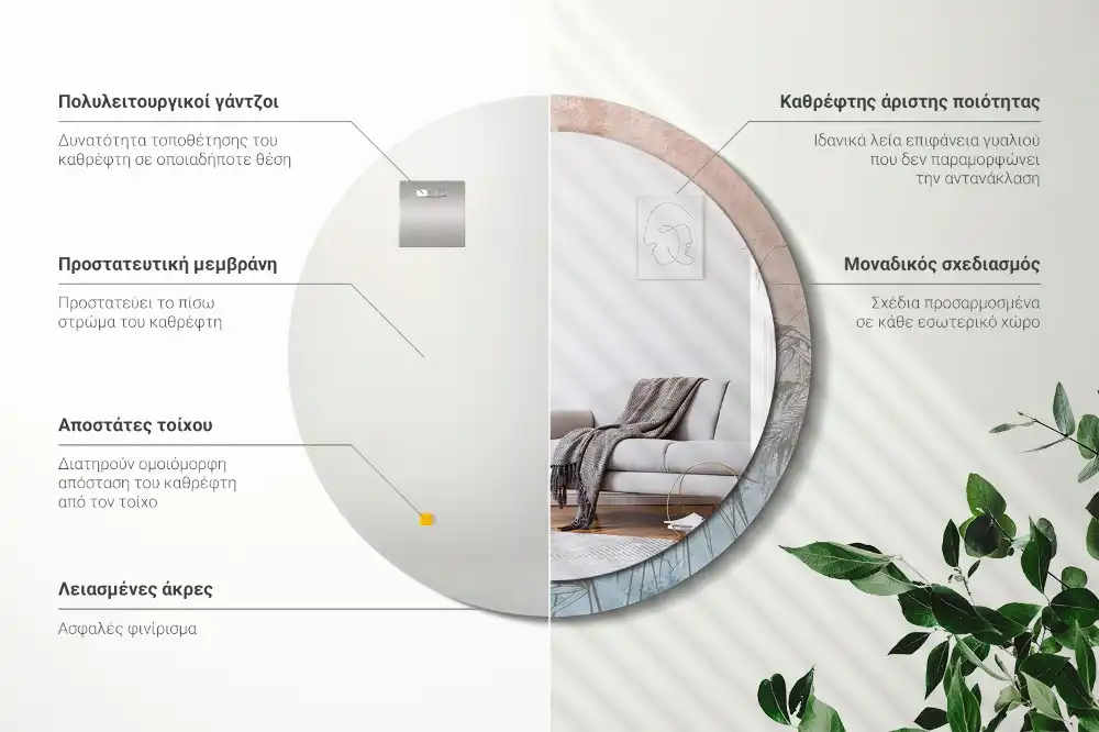 Miroir rond imprimé fleurs tropicales