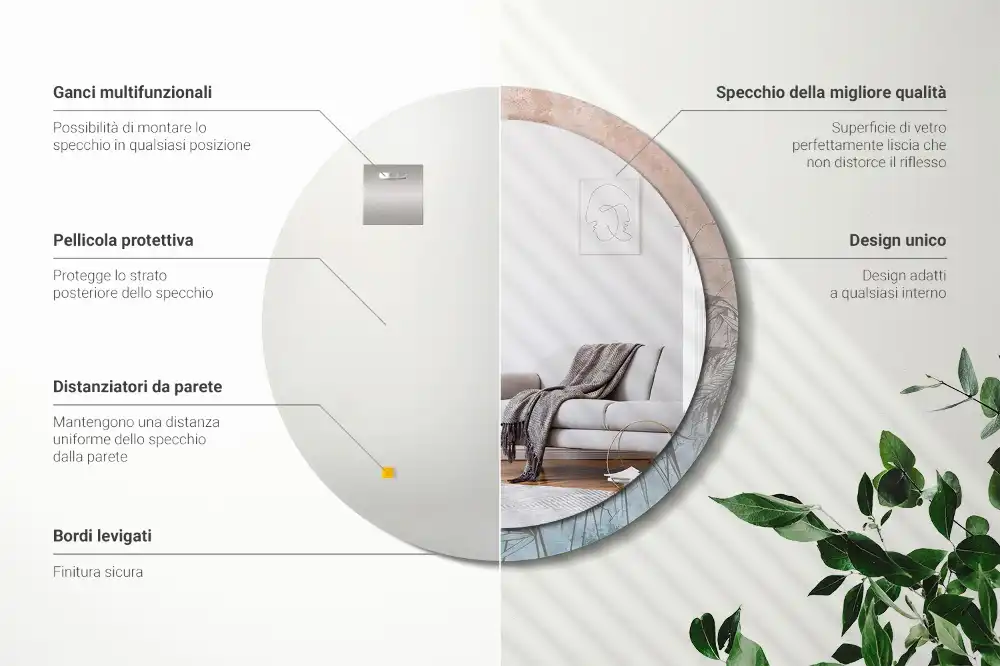 Miroir rond imprimé fleurs tropicales