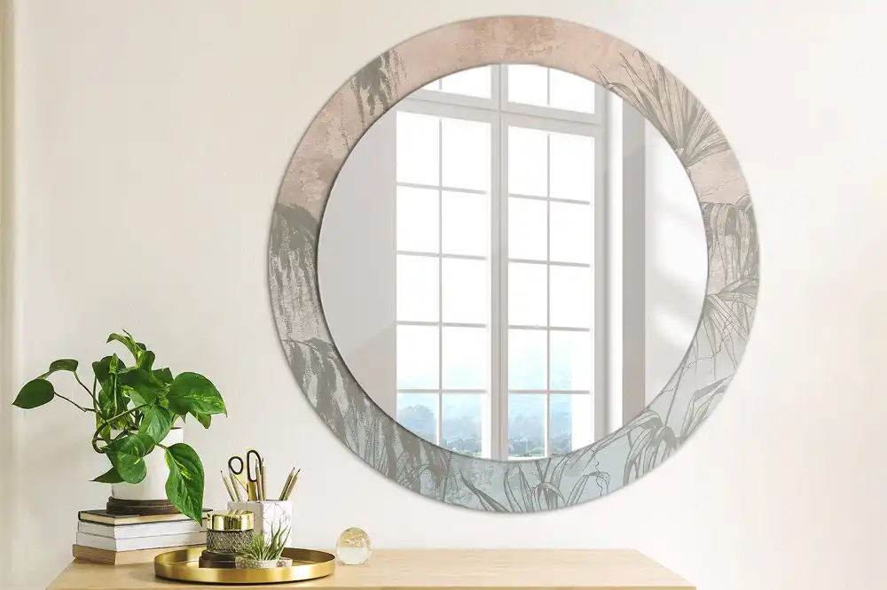 Miroir rond imprimé fleurs tropicales