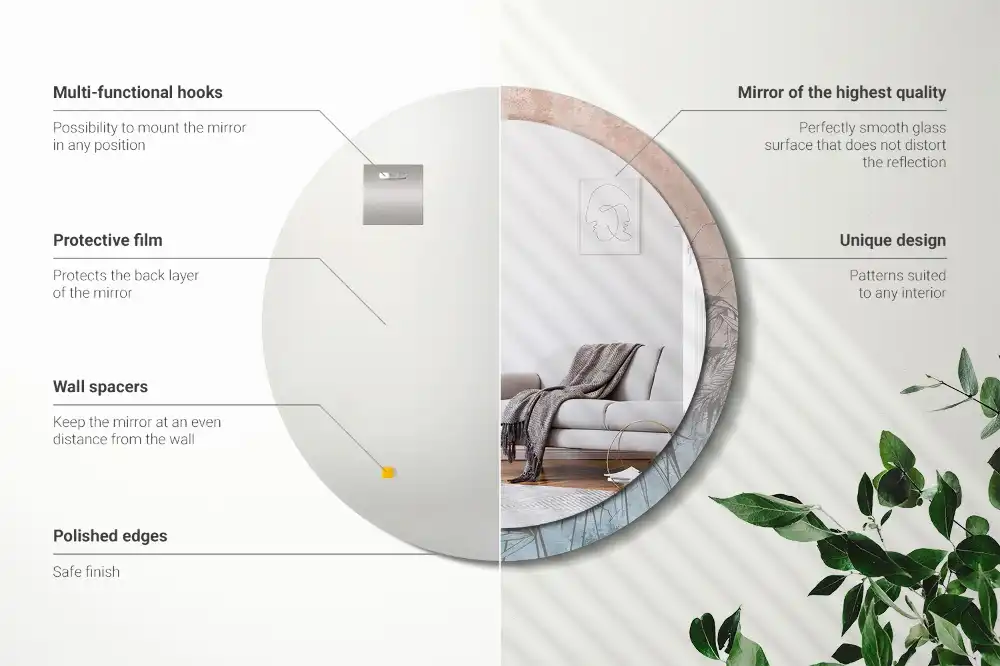 Miroir rond imprimé fleurs tropicales