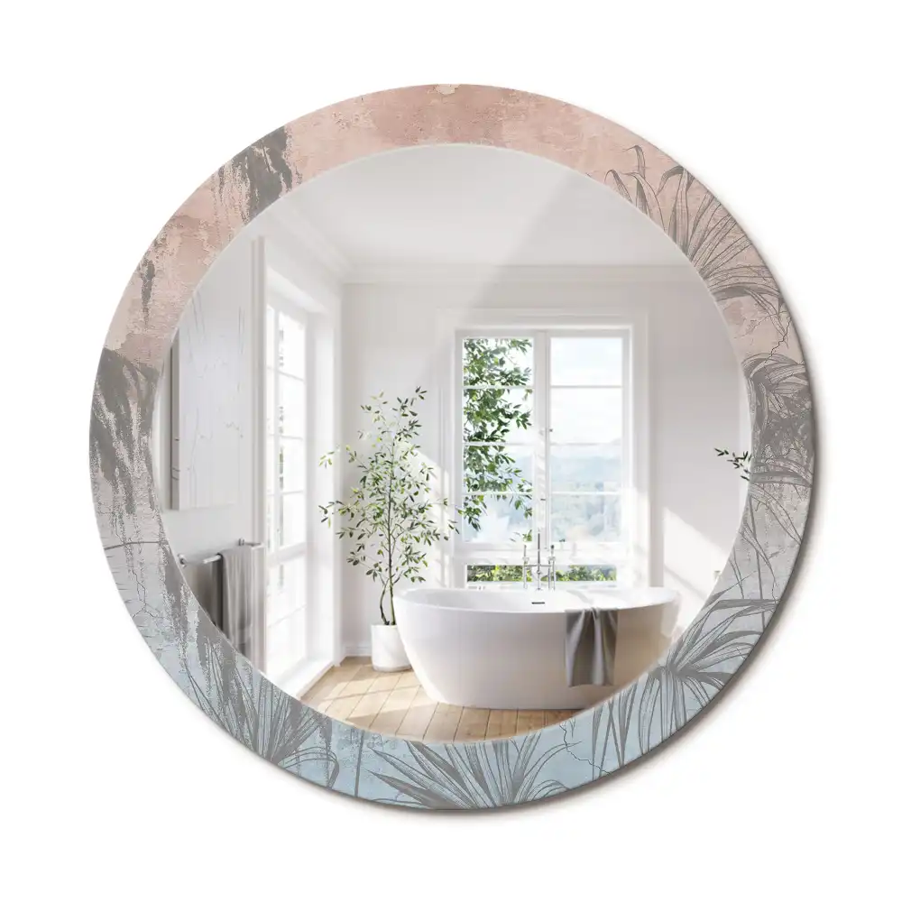 Miroir rond imprimé fleurs tropicales