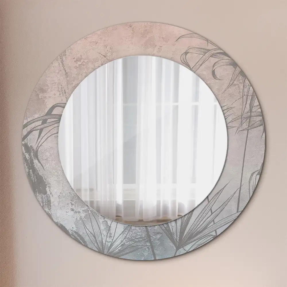 Miroir rond imprimé fleurs tropicales