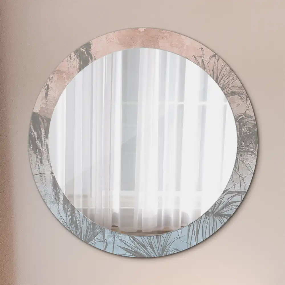 Miroir rond imprimé fleurs tropicales