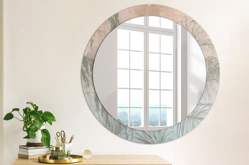 Miroir rond imprimé fleurs tropicales