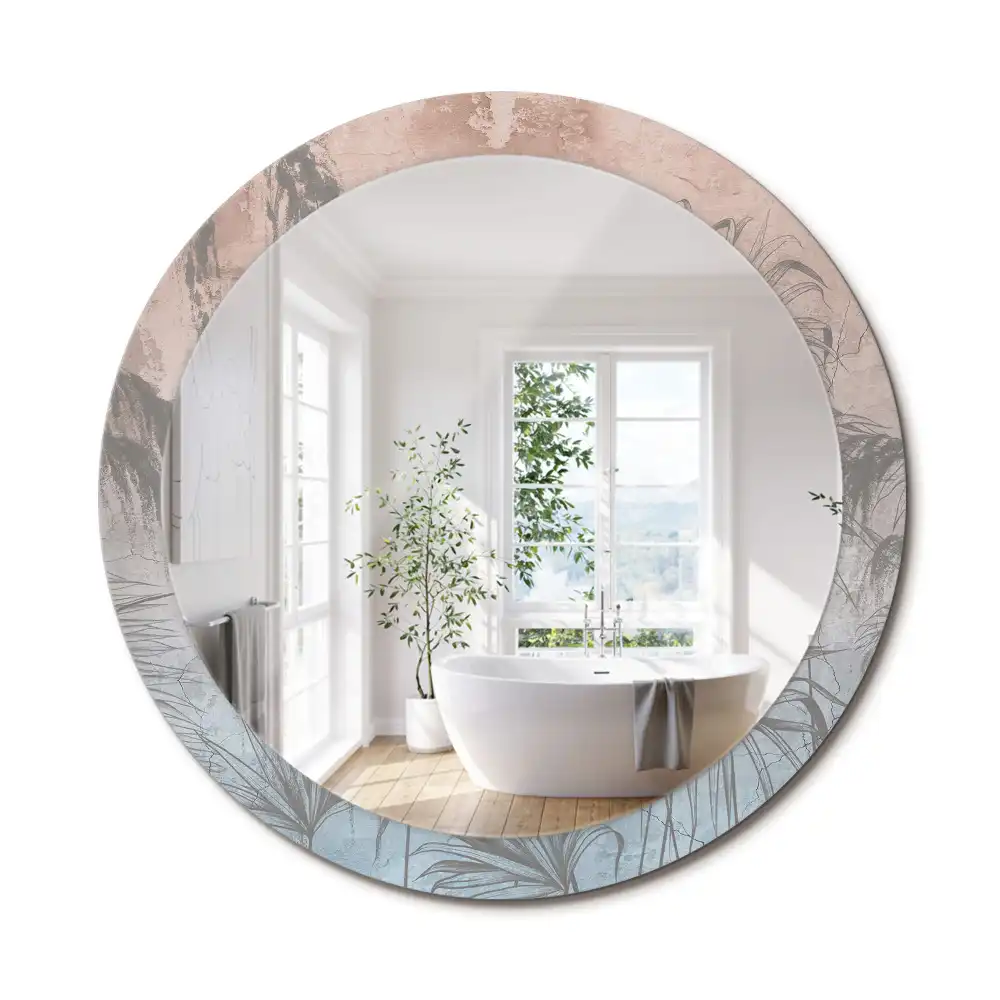 Miroir rond imprimé fleurs tropicales
