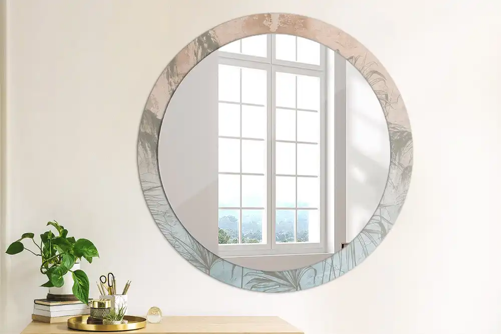 Miroir rond imprimé fleurs tropicales