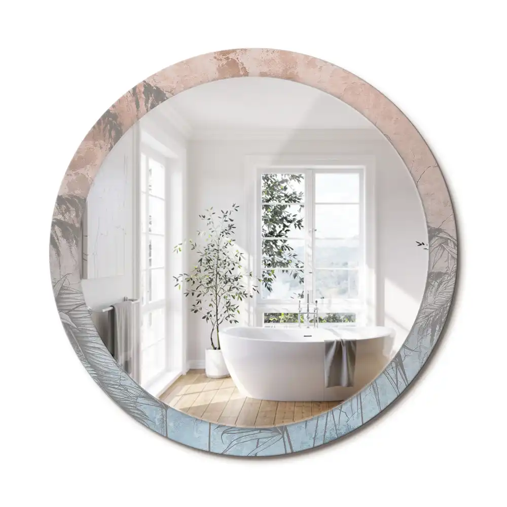 Miroir rond imprimé fleurs tropicales