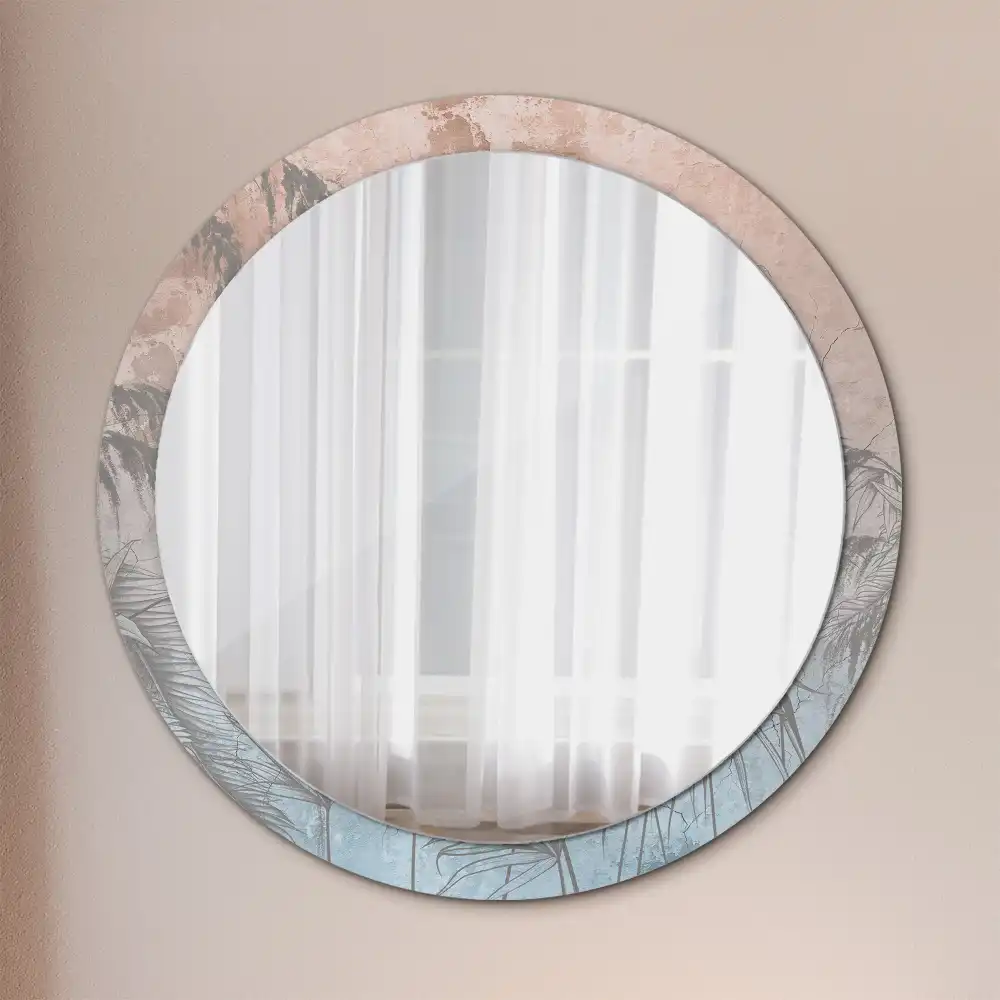 Miroir rond imprimé fleurs tropicales