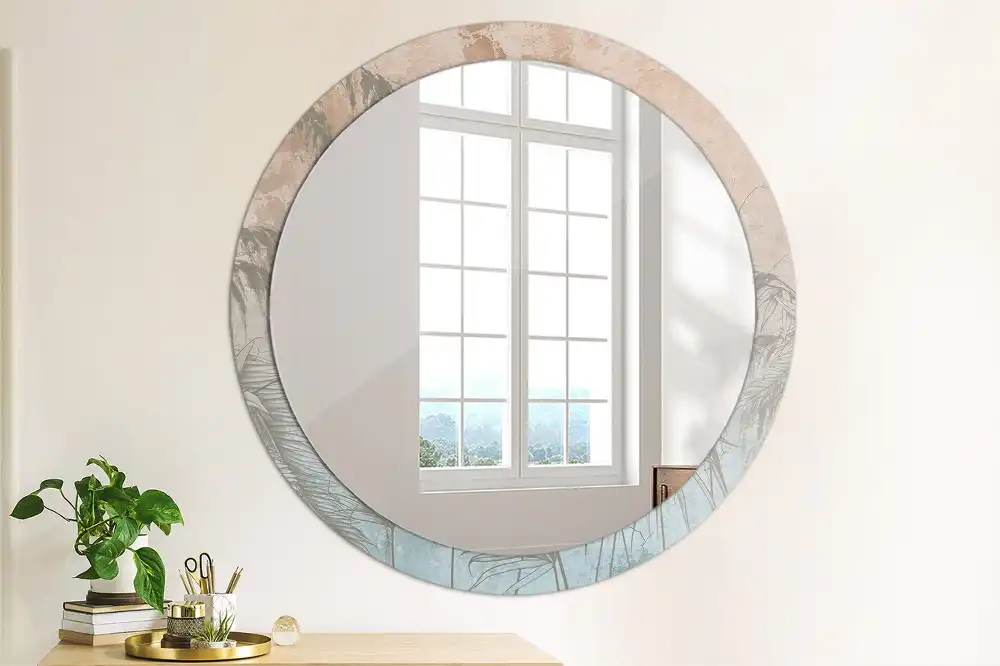 Miroir rond imprimé fleurs tropicales