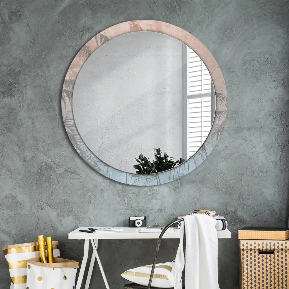 Miroir rond imprimé fleurs tropicales