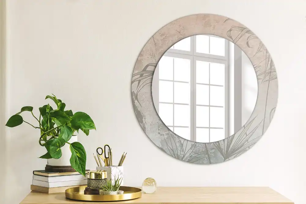 Miroir rond imprimé fleurs tropicales