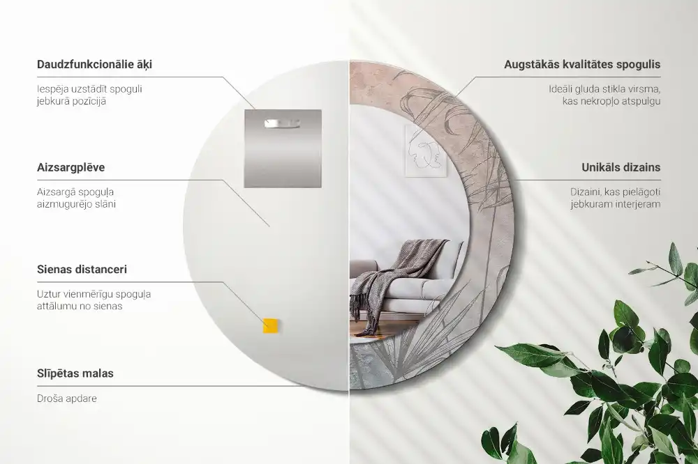 Miroir rond imprimé fleurs tropicales
