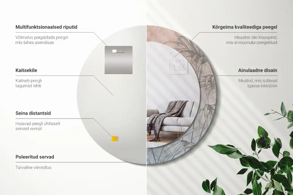 Miroir rond imprimé fleurs tropicales