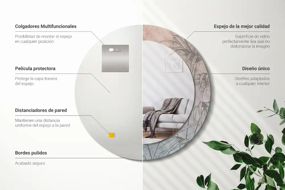 Miroir rond imprimé fleurs tropicales