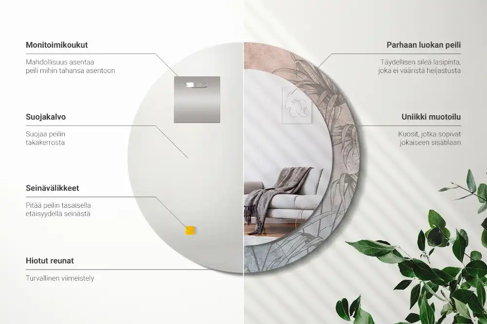 Miroir rond imprimé fleurs tropicales