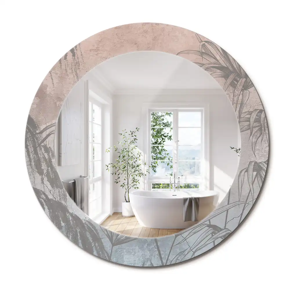 Miroir rond imprimé fleurs tropicales