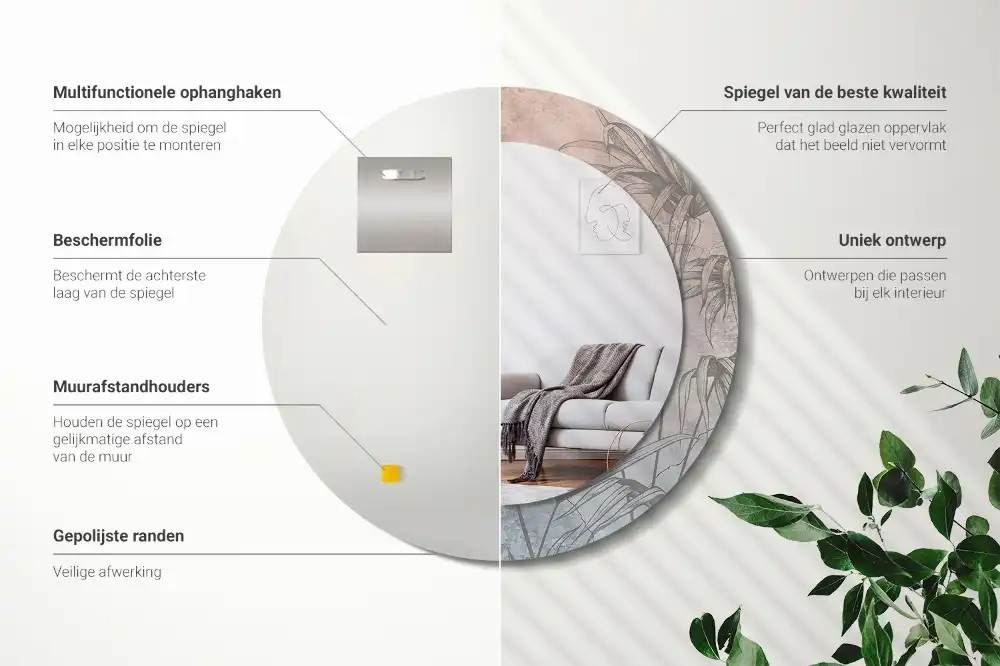 Miroir rond imprimé fleurs tropicales