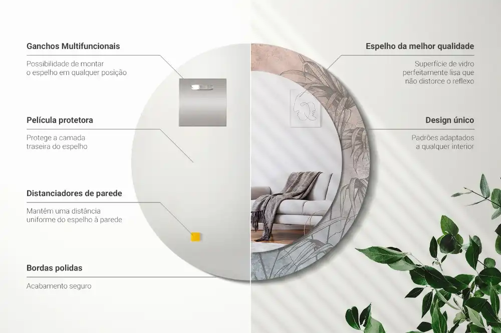 Miroir rond imprimé fleurs tropicales