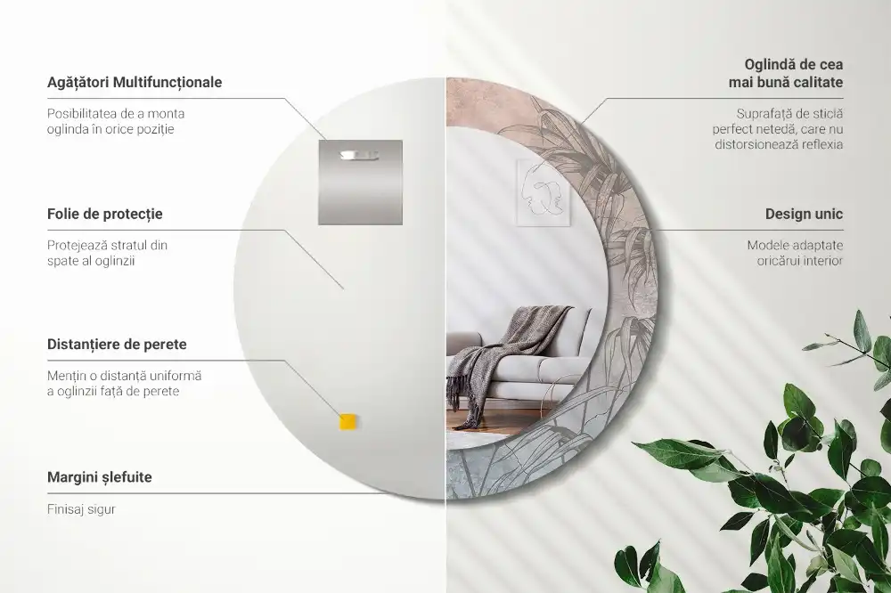 Miroir rond imprimé fleurs tropicales