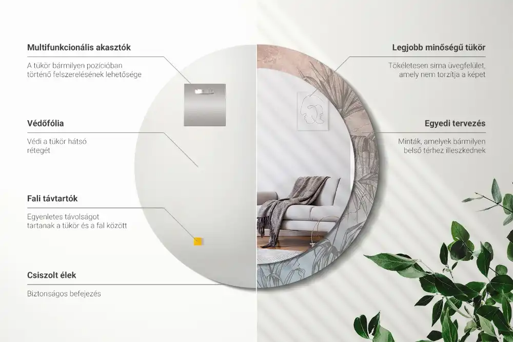 Miroir rond imprimé fleurs tropicales