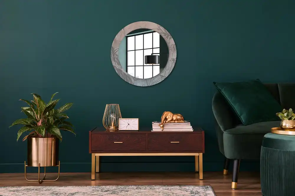 Miroir rond imprimé fleurs tropicales