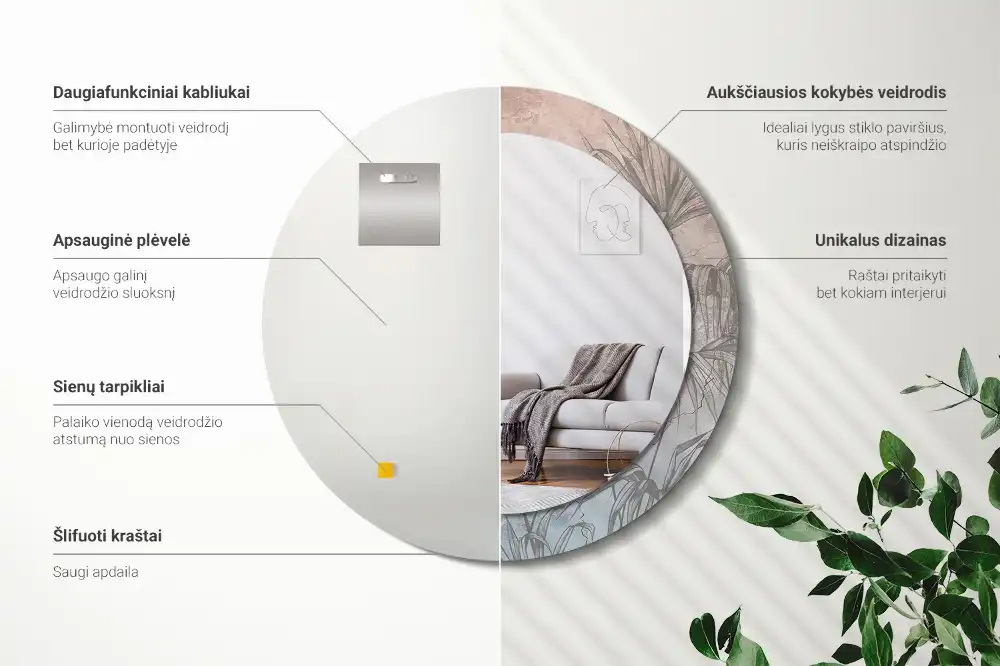 Miroir rond imprimé fleurs tropicales