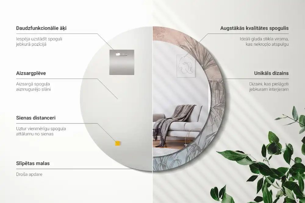 Miroir rond imprimé fleurs tropicales