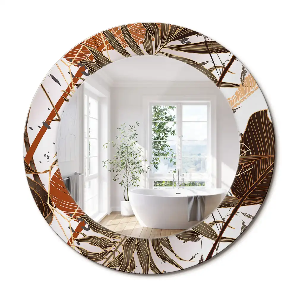 Miroir rond imprimé feuilles de palmier