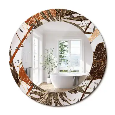 Miroir rond imprimé feuilles de palmier