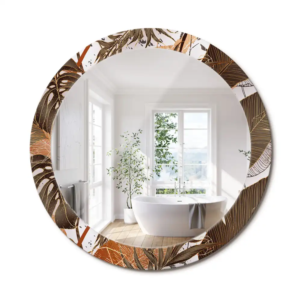 Miroir rond imprimé feuilles de palmier
