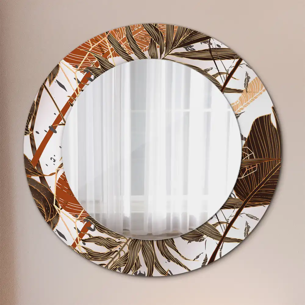 Miroir rond imprimé feuilles de palmier