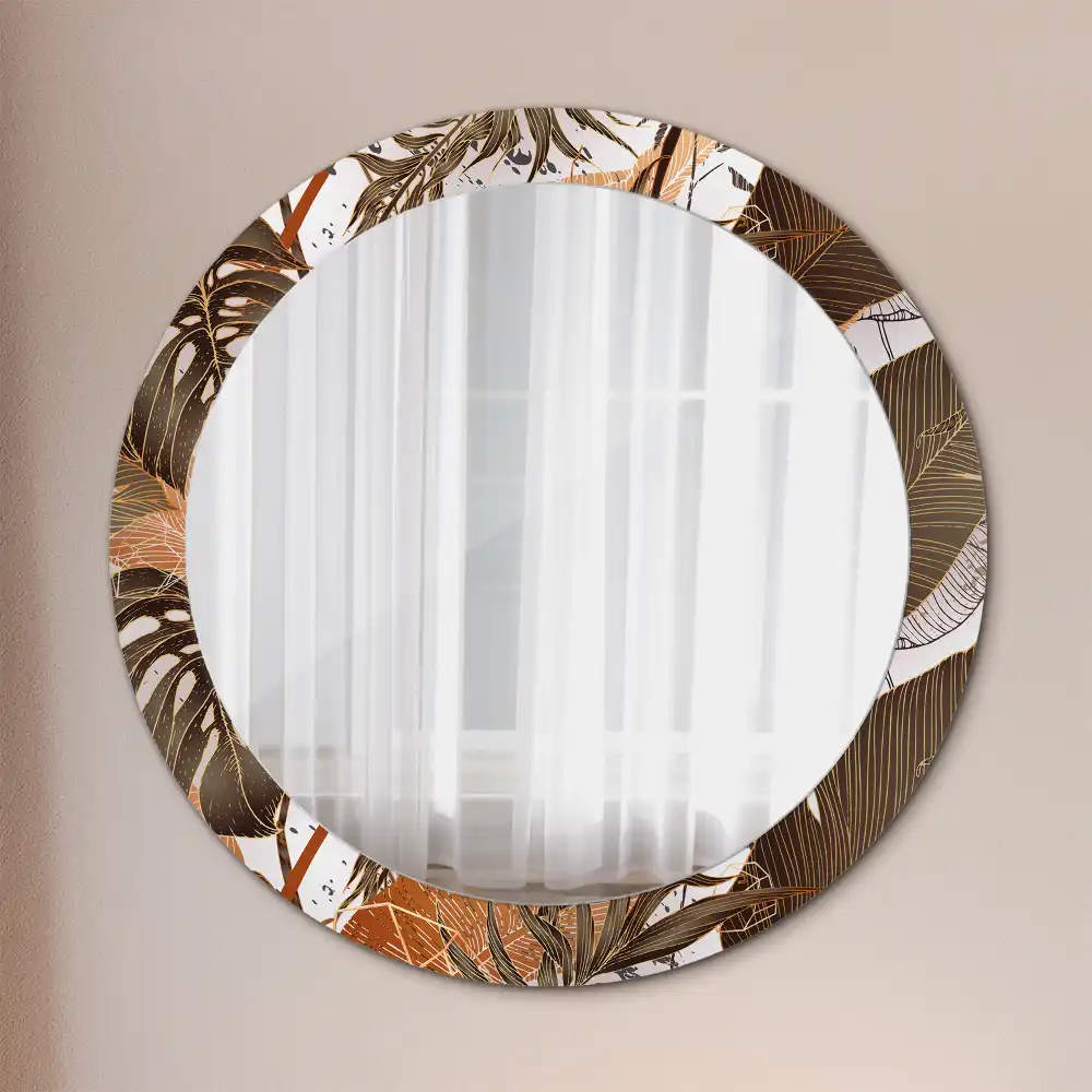 Miroir rond imprimé feuilles de palmier