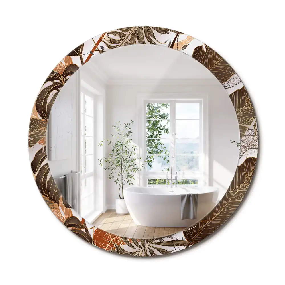 Miroir rond imprimé feuilles de palmier