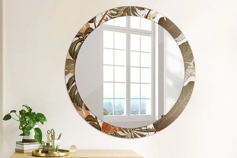 Miroir rond imprimé feuilles de palmier
