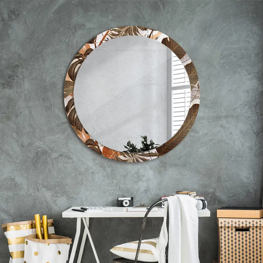 Miroir rond imprimé feuilles de palmier