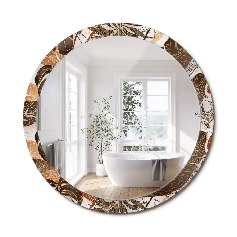 Miroir rond imprimé feuilles de palmier