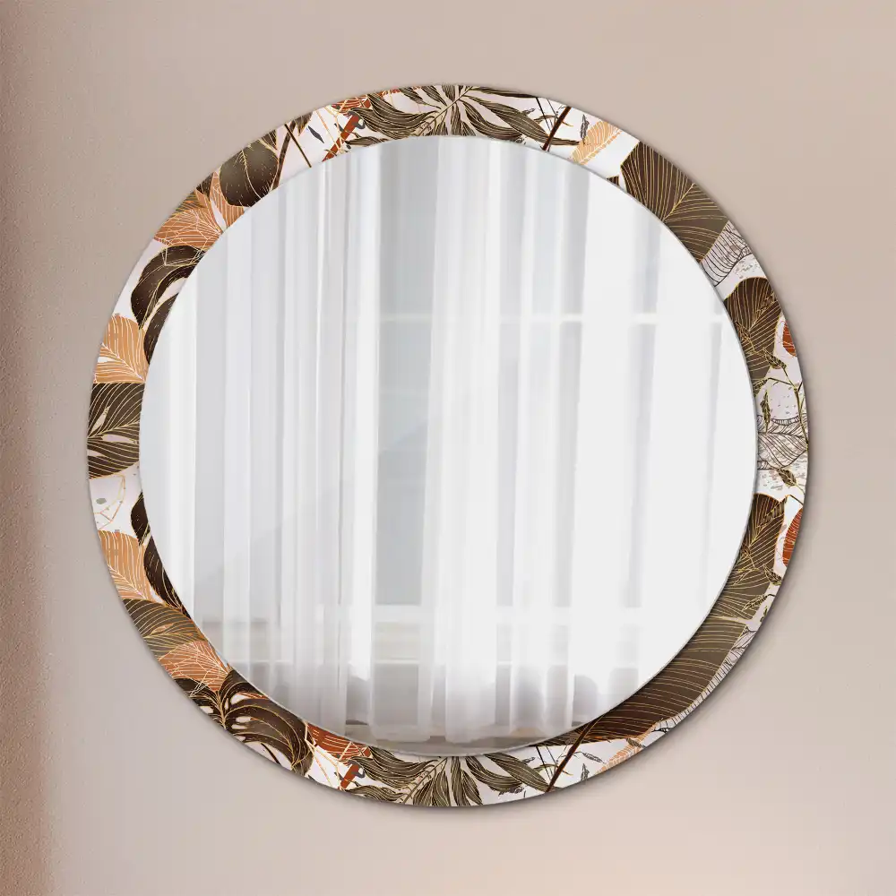 Miroir rond imprimé feuilles de palmier