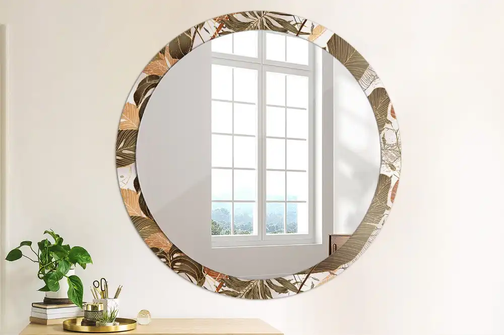 Miroir rond imprimé feuilles de palmier