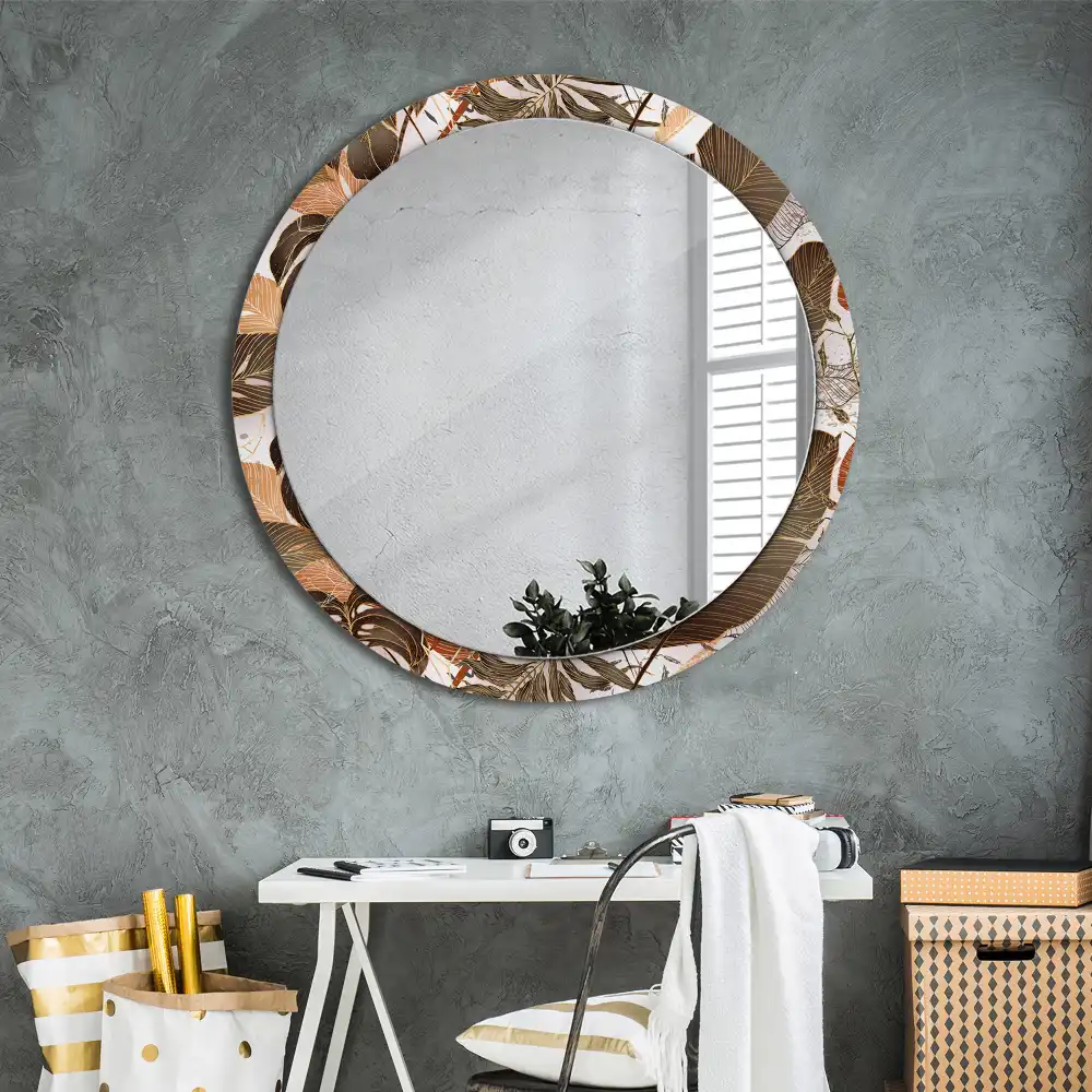 Miroir rond imprimé feuilles de palmier