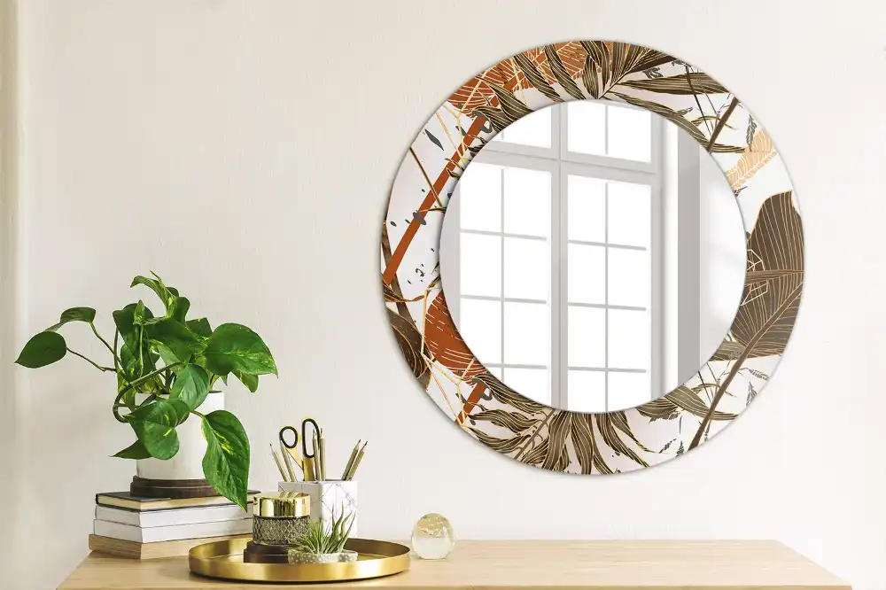 Miroir rond imprimé feuilles de palmier
