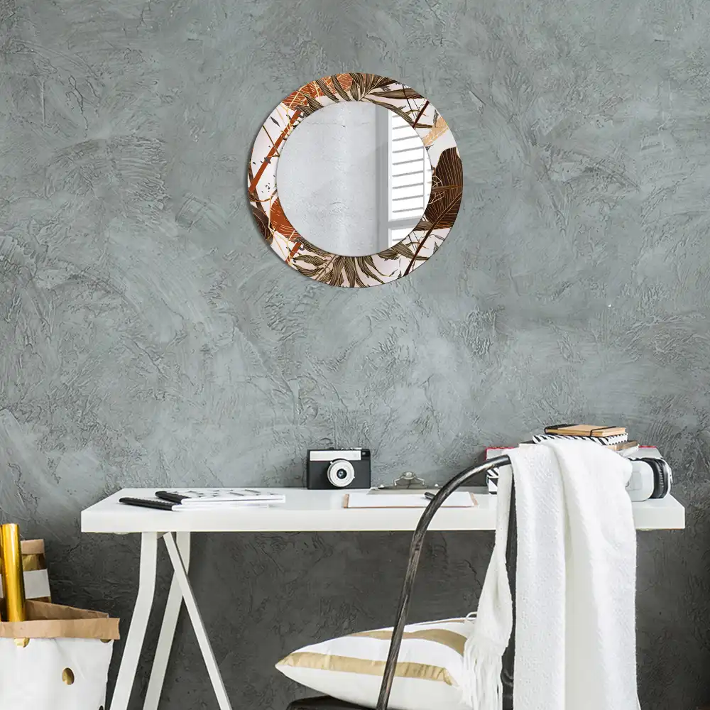 Miroir rond imprimé feuilles de palmier